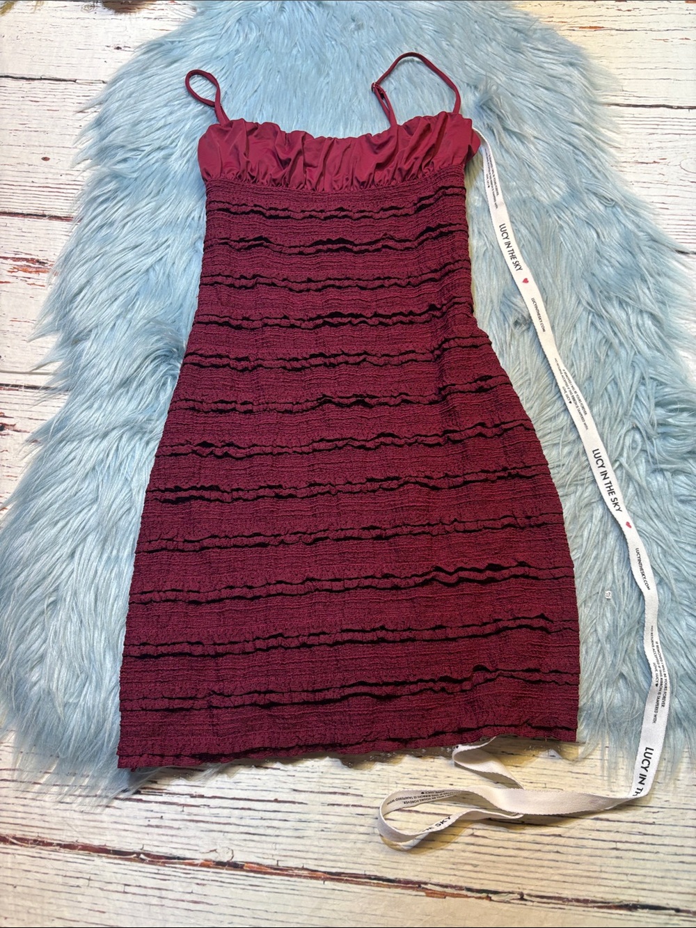 Lucy in the Sky Deep Berry Ruffle-Strap Mini Dress SZ XXS